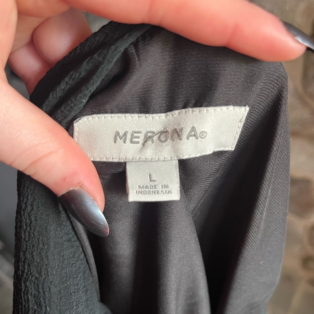 Merona Black Tie Back Tank Top L - Picture 3 of 4